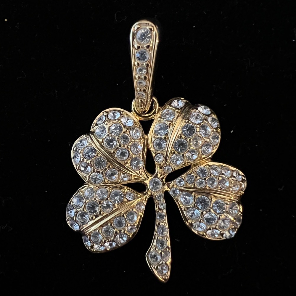 Vintage Kenneth Jay Lane Crystal Encrusted Gold T… - image 1